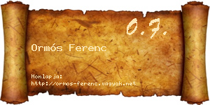 Ormós Ferenc névjegykártya